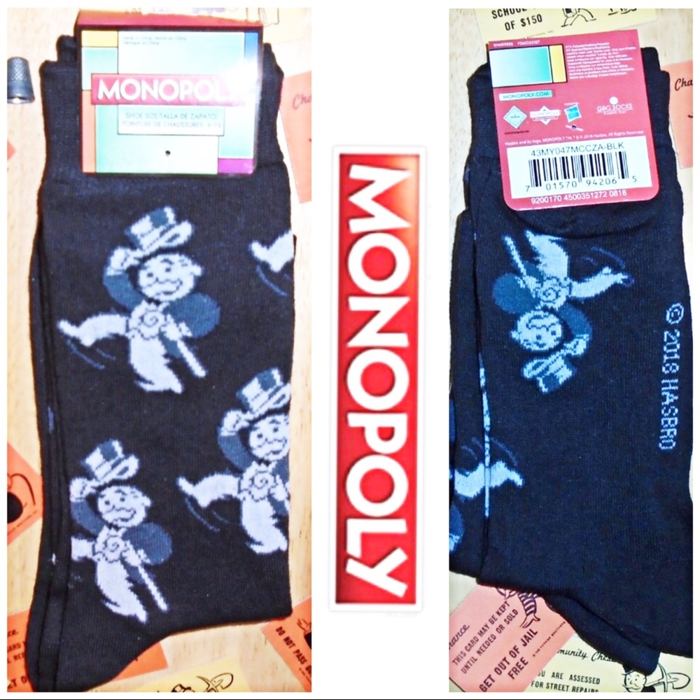 Monopoly Socks Men's Crew - Uncle Pennybags NEW - Picture 8 of 8